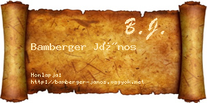 Bamberger János névjegykártya